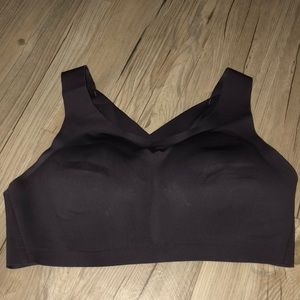Maroon colored sports bra